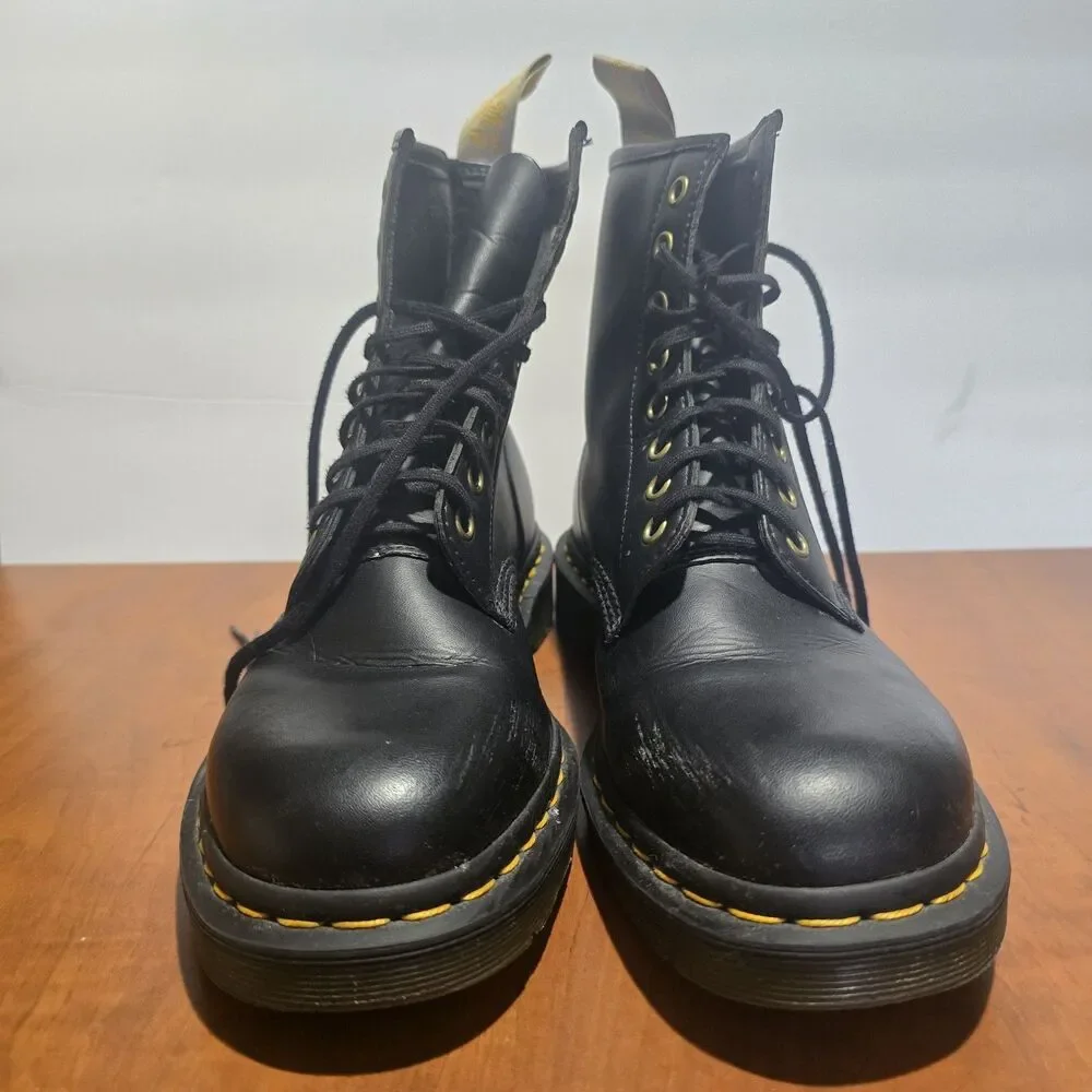 Dr Martens Mens Vegan Leather 8 Eyelet Lace Up Punk Grunge Combat Boots 10